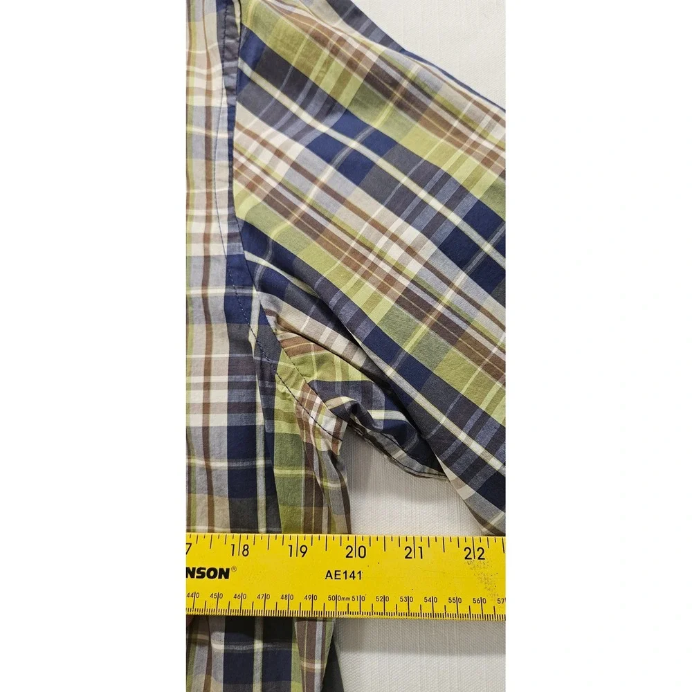 Banana Republic Slim Fit Plaid Button Down Shirt Mens Medium Green Blue Brown